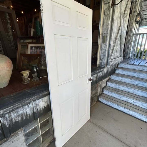 Vintage 6-Panel Wood Door with Rim Lock