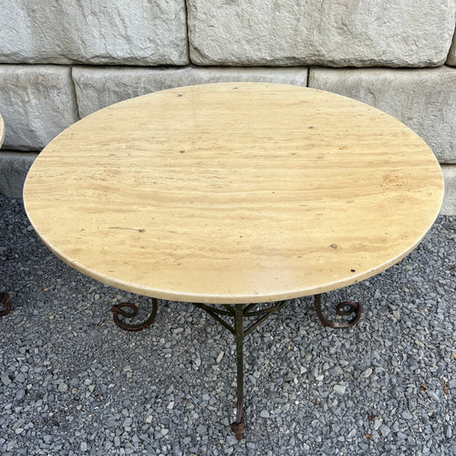 Wrought Iron Table with Marble Top