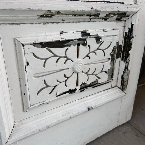 Antique Entry Door with Original Wavy Glass & Carved Panel