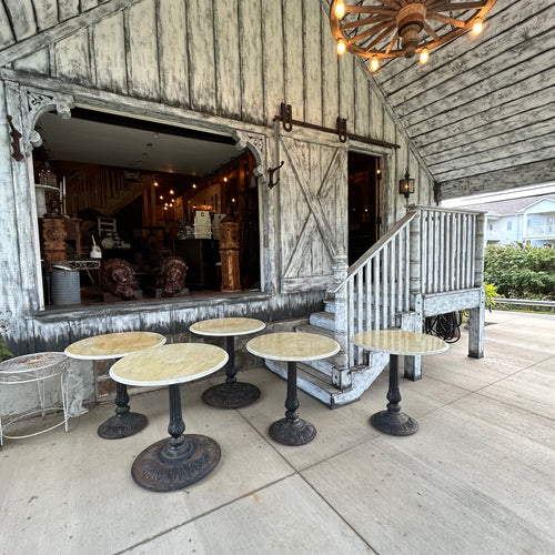 Cast Iron Tables with Carrera Marble Tops