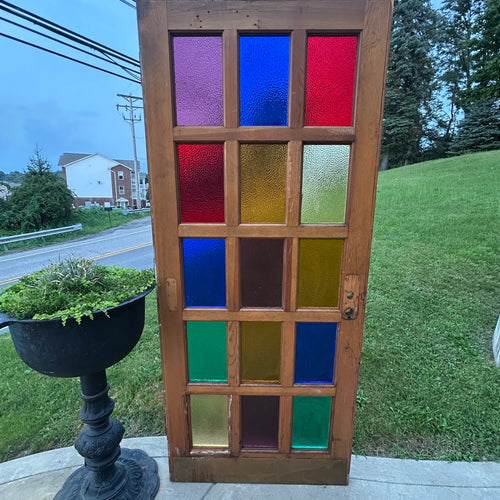 Antique Stained Glass 15 Lite Doors with Textured Figured Glass