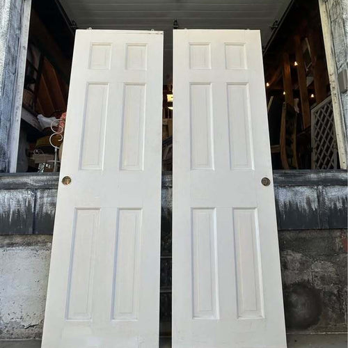 Pair of Solid Wood 6-Panel Interior Bypass Doors