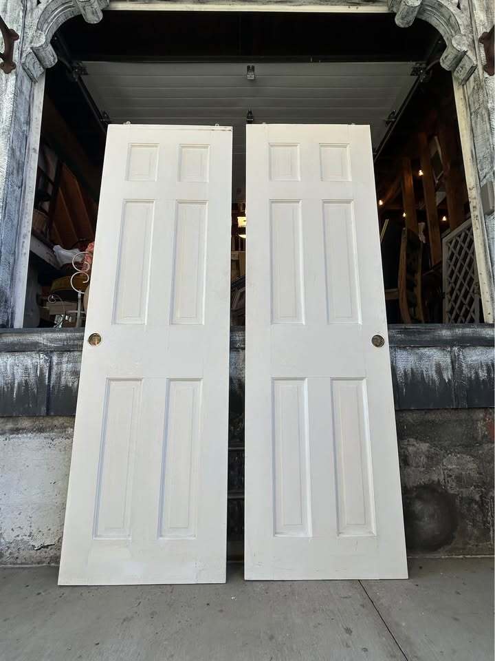 Pair of Solid Wood 6-Panel Interior Bypass Doors