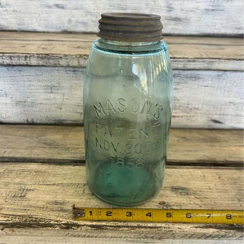 Aqua Blue Mason's Patent Nov 30th 1858 Glass Jar