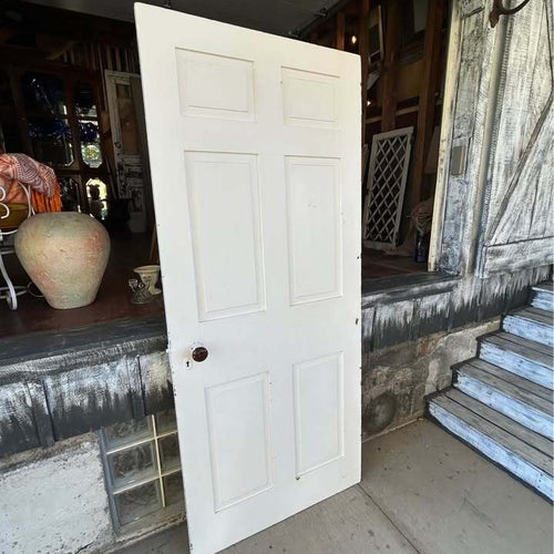 Vintage 6-Panel Wood Door with Rim Lock