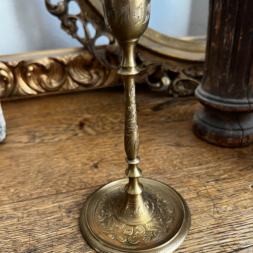 Vintage Ornate Brass Candlestick Holder