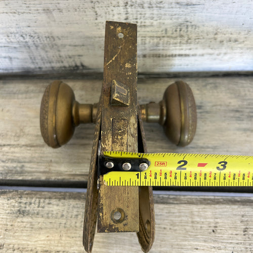 Antique Ornate Brass-Tone Door Knob & Mortise Lock Set