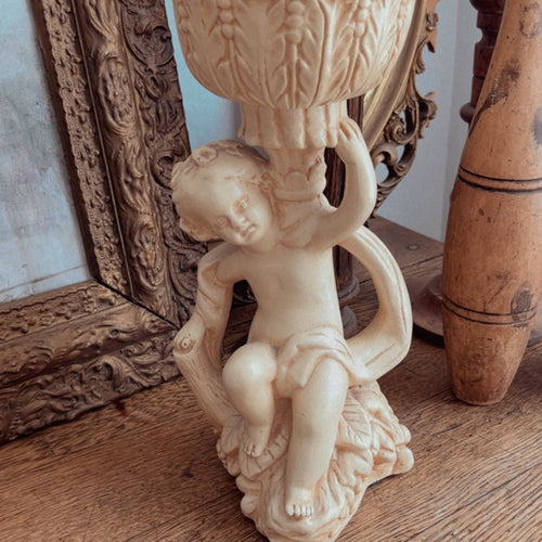 Vintage Resin Cherub Vase