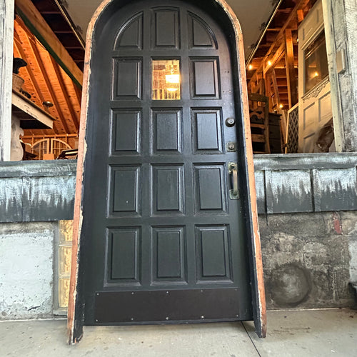 36” Antique Arched Door and Frame with Original Interior and Exterior Trim
