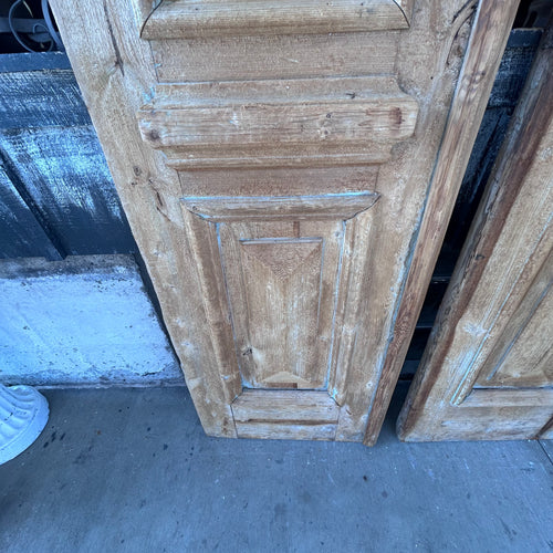 Antique Solid Wood Double Doors with Wrought Iron Grilles