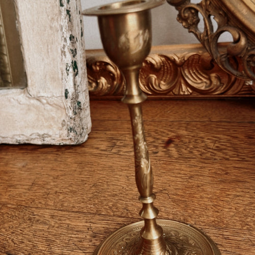 Vintage Ornate Brass Candlestick Holder