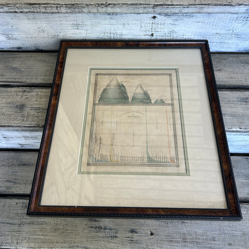 Vintage Framed Antique-Style Mountains & Rivers Comparative Chart
