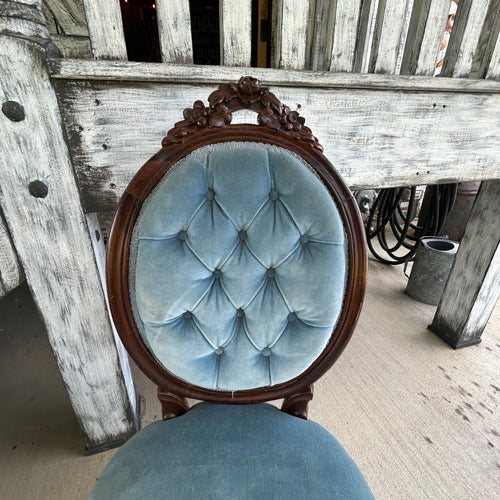 Antique Blue Velvet Chair