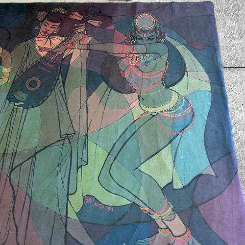 1961 Original Ray Smith Belly Dancer Mural – Massive 19-Foot Vintage Painting