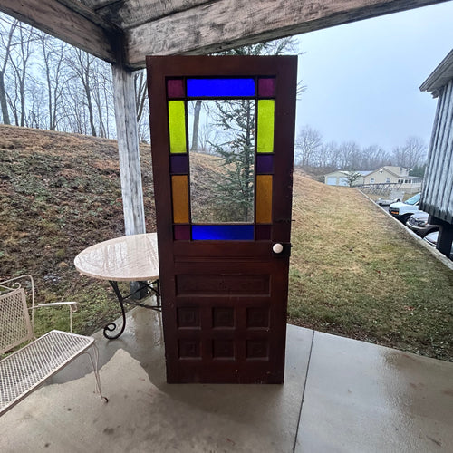 32” Antique Stained Glass Entry Door