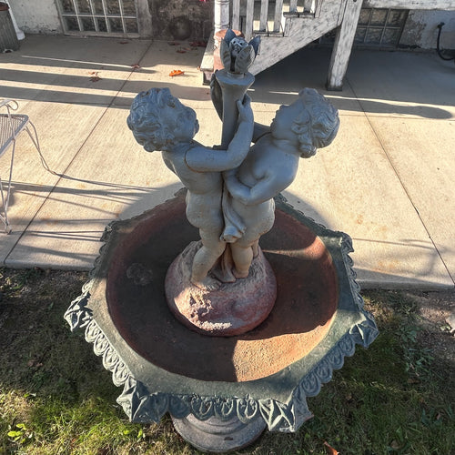 Antique Cast Iron Cherub Garden Fountain