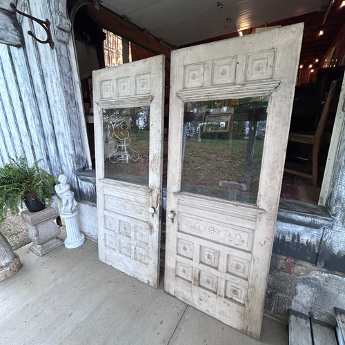 32” Antique Wavy Glass Double Doors