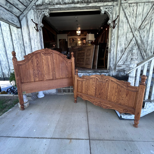 Solid Oak Headboard and Footboard