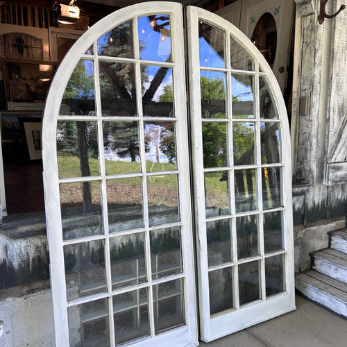 Beautiful 18 Lite 36” Antique Wavy Glass Arched Doors