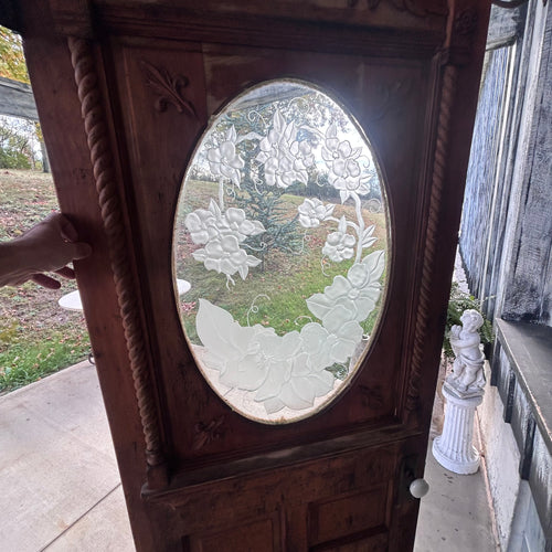 32” Antique Entry Door w/Etched Glass