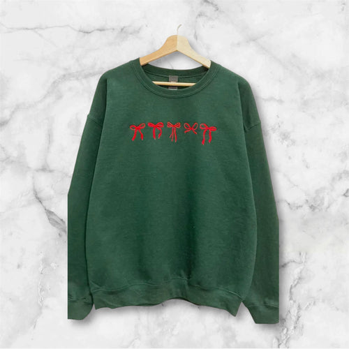 Embroidered Mini Bow Holiday Sweatshirt