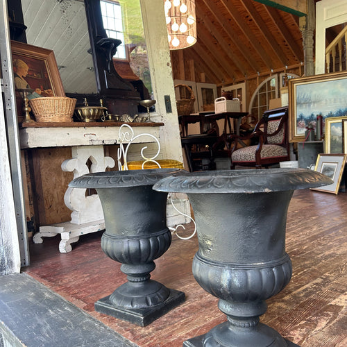 Antique Cast Iron Garden Urns