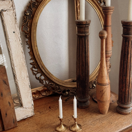 Vintage Pair of Mini Brass Candlestick Holders