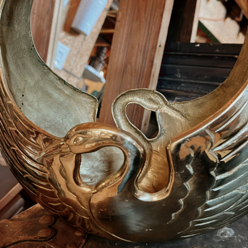 Vintage Brass Swan Basket