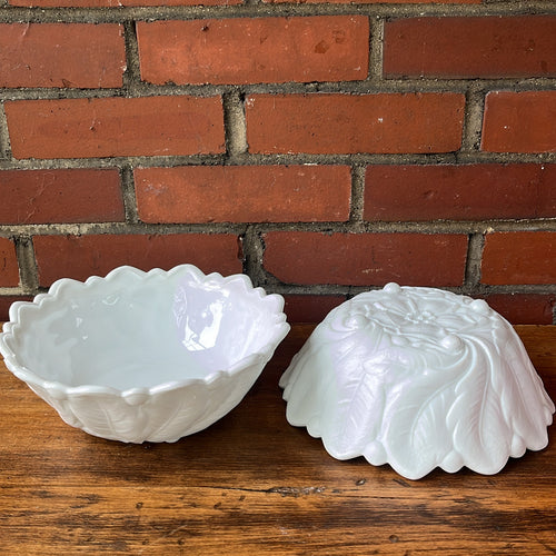 Indiana Glass Wild Rose Milk Glass Bowl