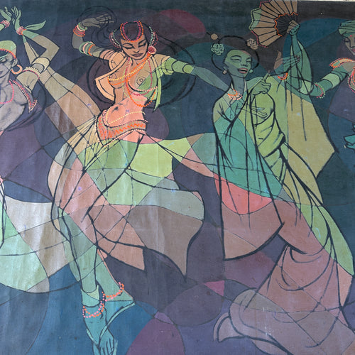 1961 Original Ray Smith Belly Dancer Mural – Massive 19-Foot Vintage Painting