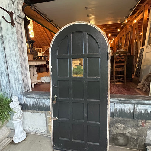 36” Antique Arched Door and Frame with Original Interior and Exterior Trim