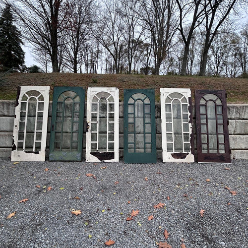 Gorgeous 36” 1920s Art Deco Entry Doors With Beveled Arched  Glass Lites