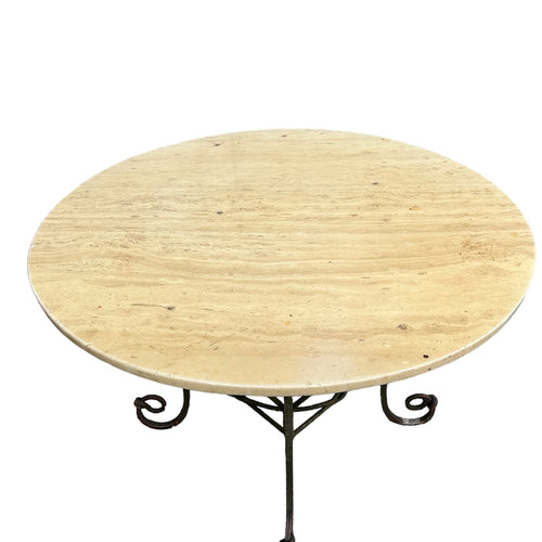 Wrought Iron Table with Marble Top