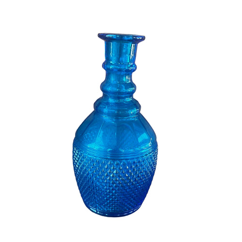 Vintage Cobalt Blue Diamond Point Cut Bottle