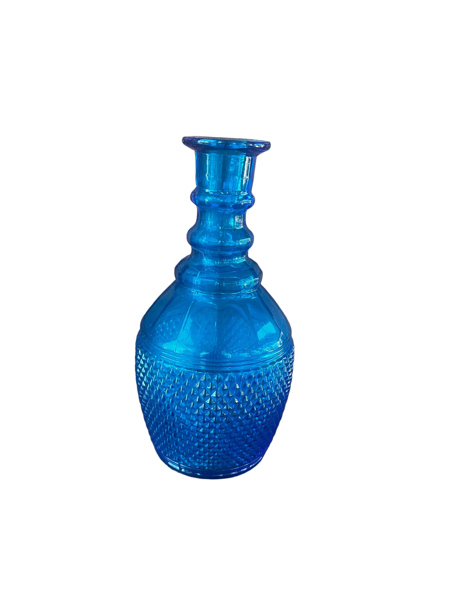 Vintage Cobalt Blue Diamond Point Cut Bottle