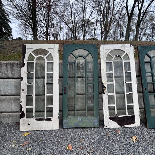 Gorgeous 36” 1920s Art Deco Entry Doors With Beveled Arched  Glass Lites