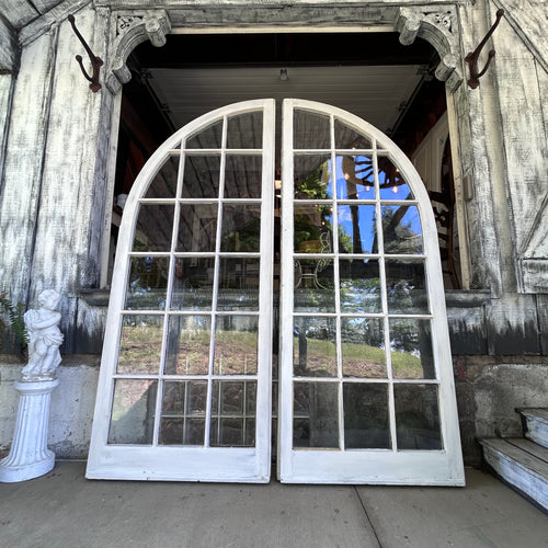 Beautiful 18 Lite 36” Antique Wavy Glass Arched Doors