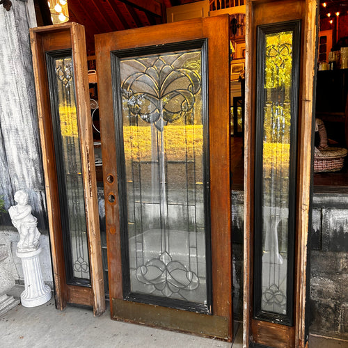 36” Leaded Glass Entry Door with Sidelights