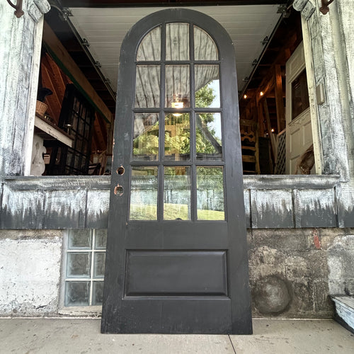 Antique Arched 12-Lite Wood Entry Door with Double Pane Glass