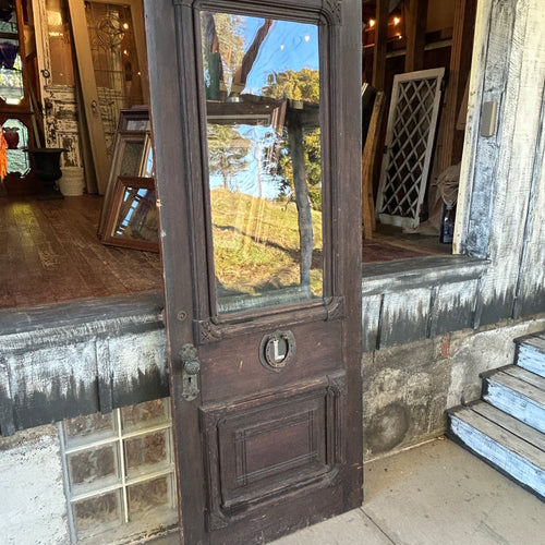 32” Antique Wood Entry Door with Original Wavy Glass and Hardware