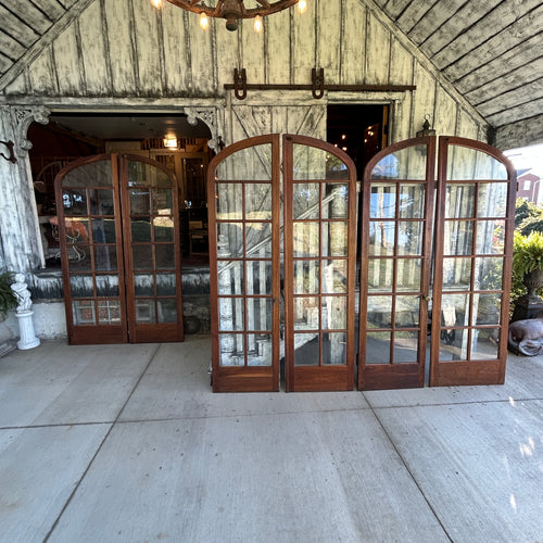 8ft tall Antique Arched Top French Doors with Original Wavy Glass