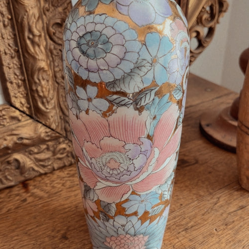 Vintage Chinese Porcelain Ceramic Floral Vase by Toyo