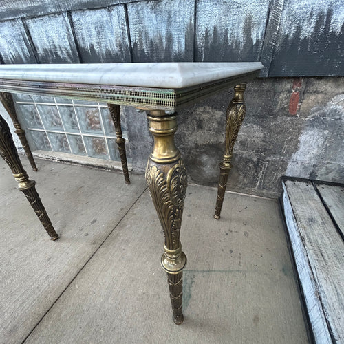 Neoclassical Style Marble+Brass Side Tables + Coffee Table