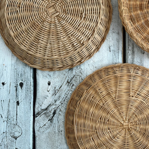 Vintage Wicker Paper Plate Holders/Wall Decor