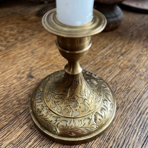 Vintage Ornate Brass Chamberstick Holder