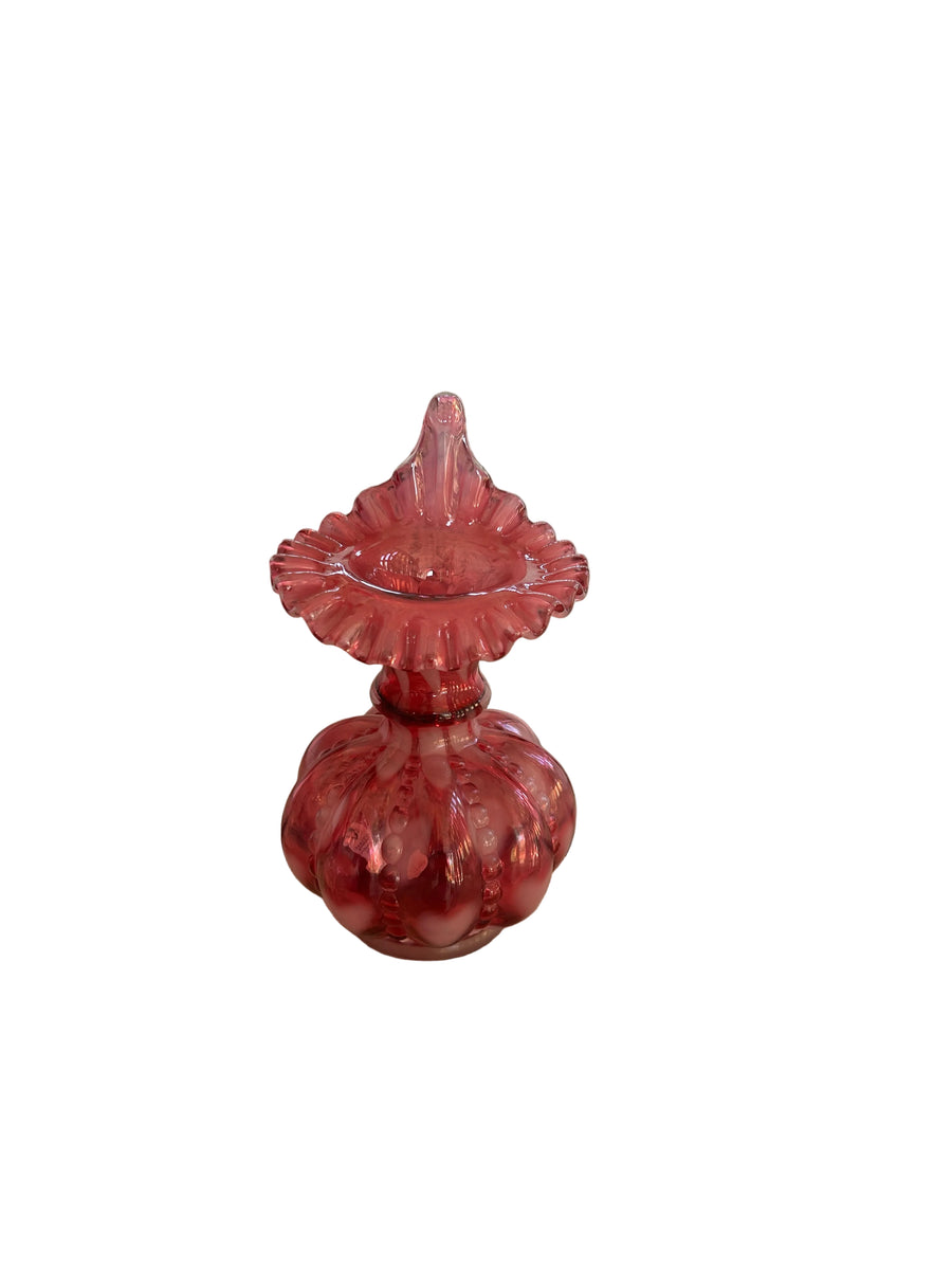 Vintage Cranberry Pink Jack-in-the-Pulpit Art Glass Vase