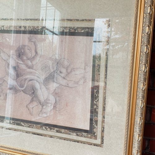 Vintage Frame Cherub Drawing