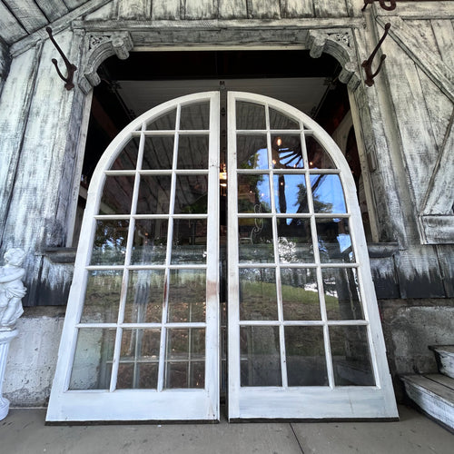 Beautiful 18 Lite 36” Antique Wavy Glass Arched Doors