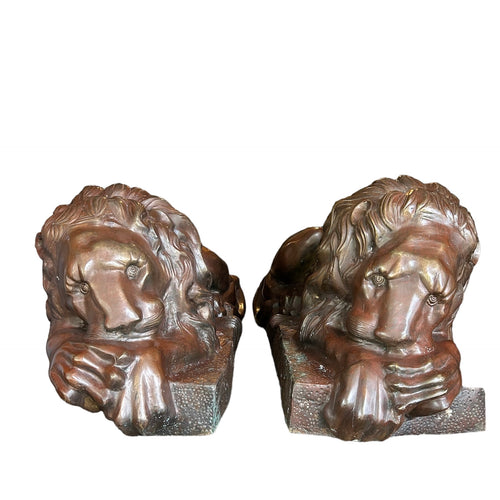 Cast Bronze Lying Lions