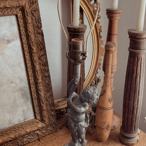 Pewter Cherub Lamp